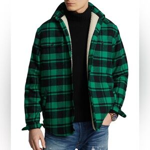 Polo Ralph Lauren Classic fit wool-Blend-Green Plaid Shirt Jacket size medium
